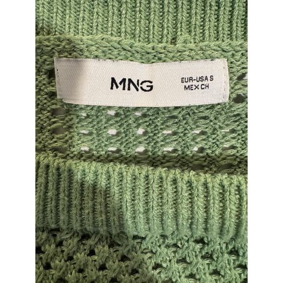 Mango Openwork Knit Green Loose Fit Sweater Small - Picture 9 of 11